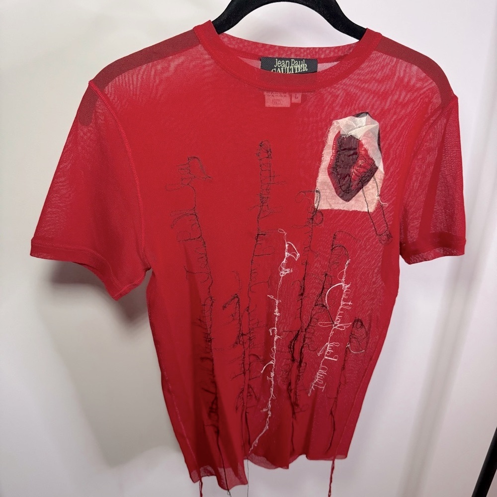 RARE Vintage JPG x Fuzzi Heart Mesh T-Shirt